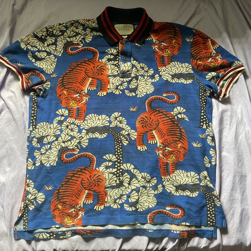 Gucci Bengal Tiger print polo XL